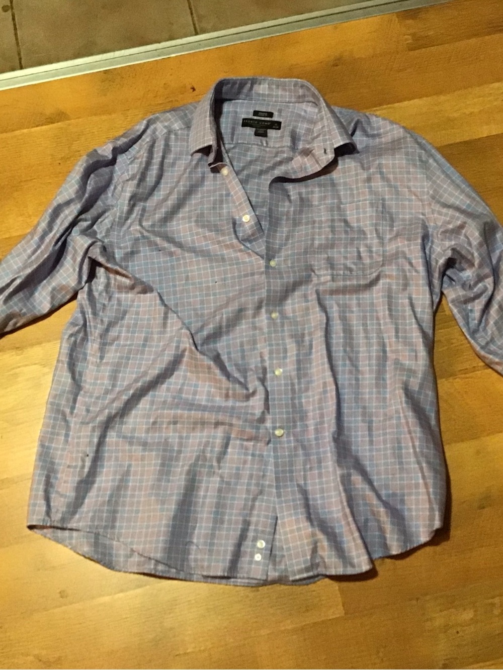 Pronto Uomo Light Blue and White Windowpane Check Button-Down Shirt
